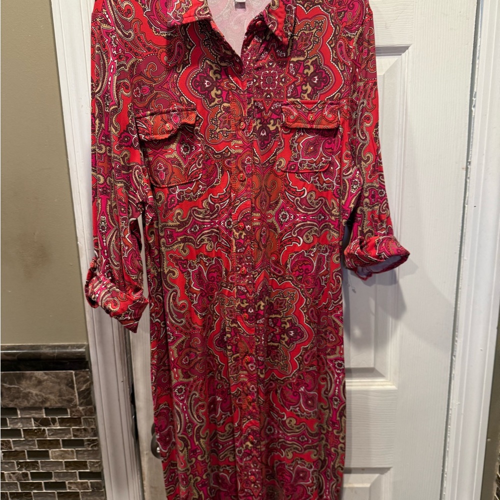 Charter Club Paisley Print Red Dress - Size XL